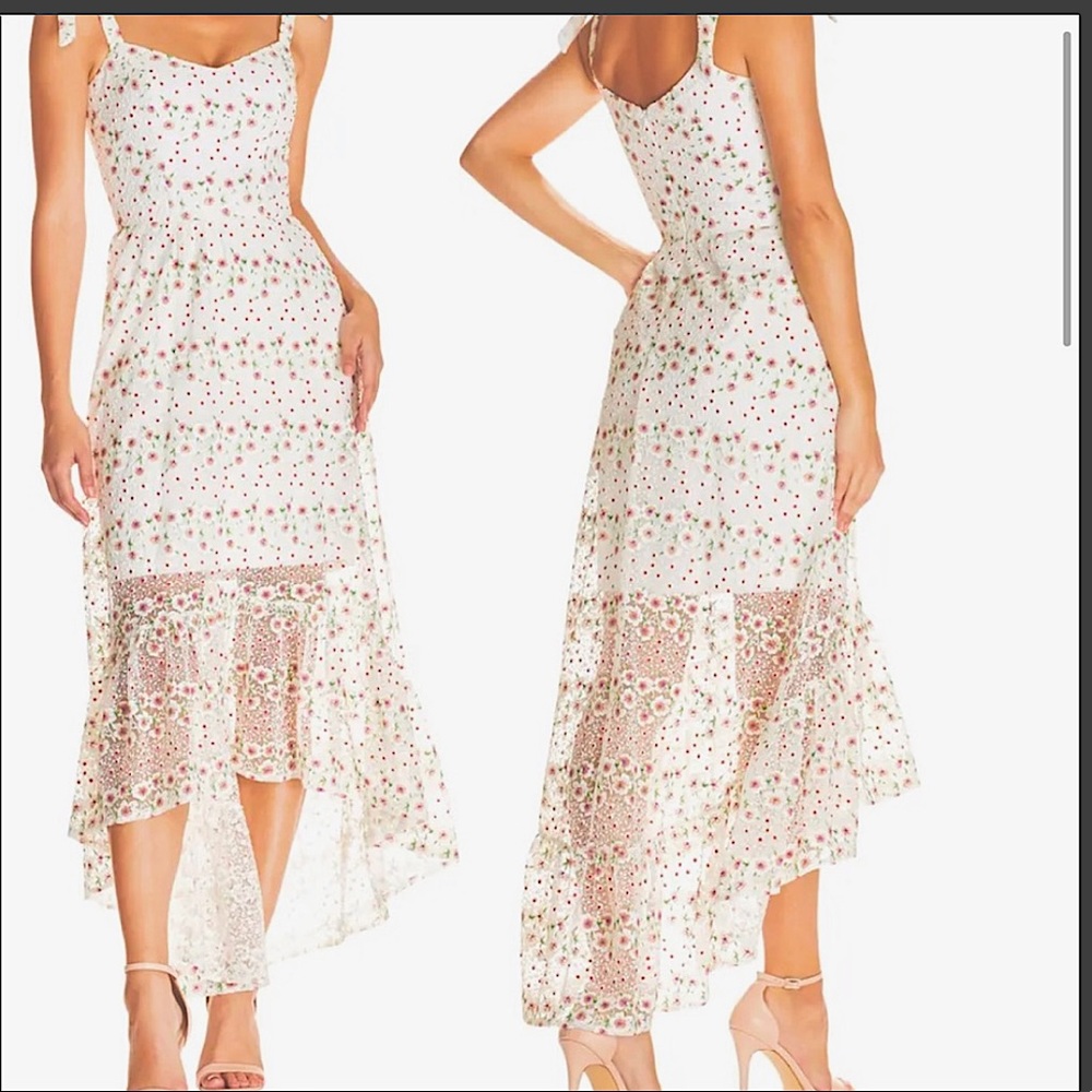 Dress the Population high low lace midi dress